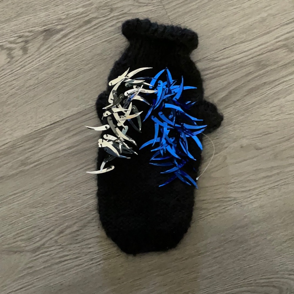 Dog black sweater with silver and blue accent